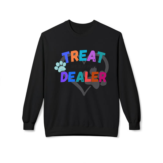 Sweatshirt — "Treat Dealer" Colorful Heart Candy Crewneck