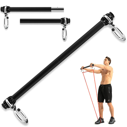 Resistance Band Bar Portable Pilates Bar with Resistance Bands Home Gym Workouts Stick Squat Yoga Pilates Flexbands Kit for Full Body Shaping (25.5 Inch Resistance Band Bar)…