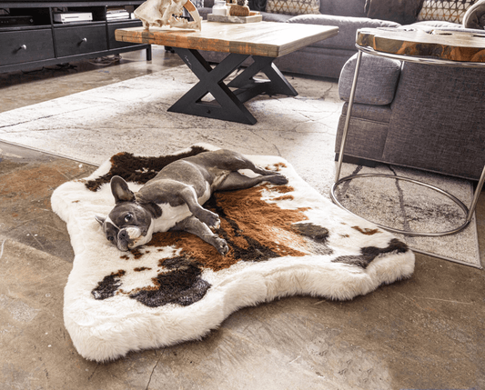 PupRug® Animal Print Memory Foam Dog Bed - Brown Faux Cowhide