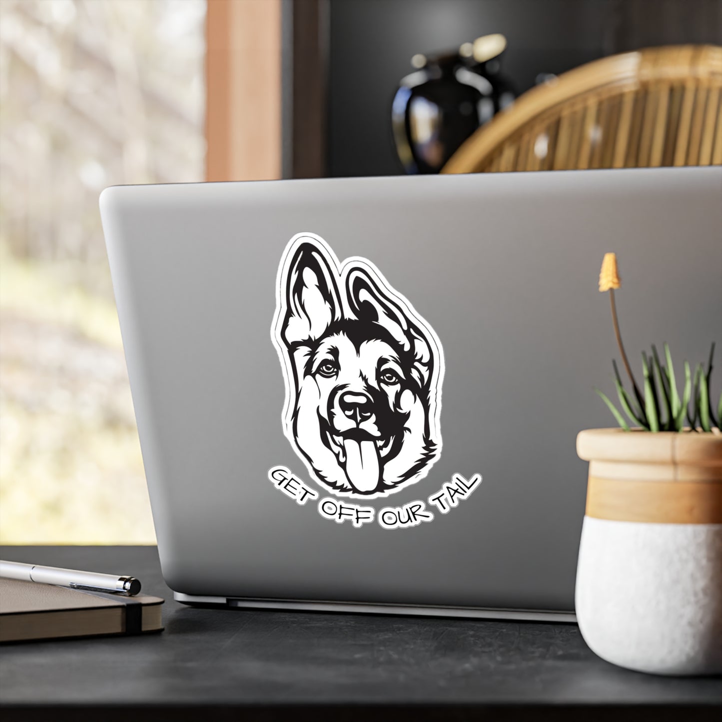 German Shepherd (Get Off Our Tail) Kiss-Cut Vinyl Decal