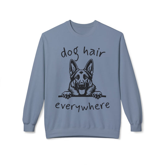 "Dog Hair Everywhere" Unisex Midweight Soft-style Fleece Crewneck Sweatshirt