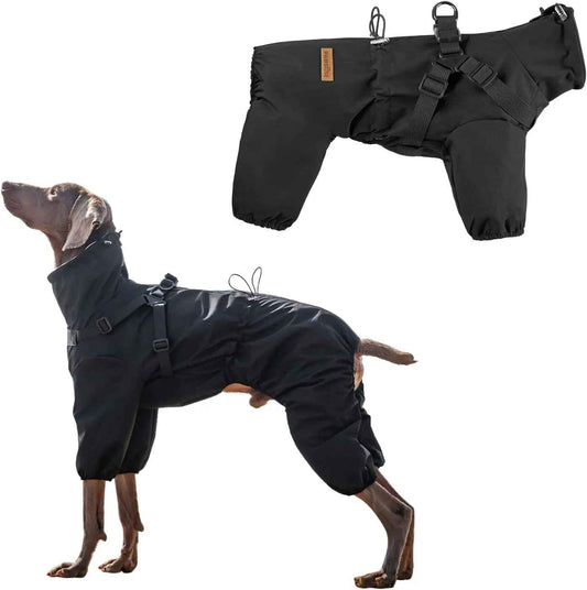 Waterproof 4-Leg Dog Raincoat with Harness, S–5XL