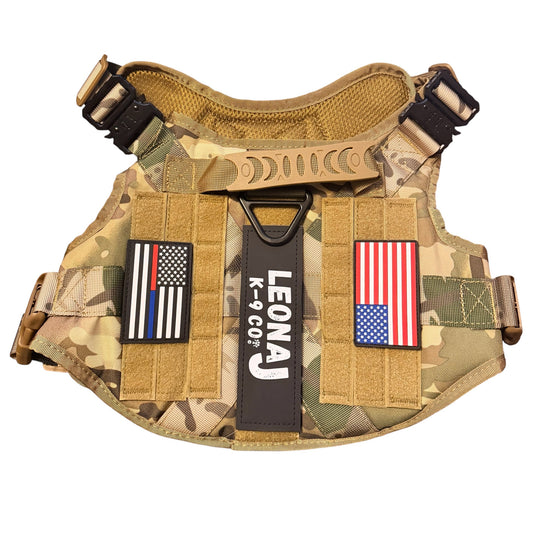 Camo Tactical Dog Harness - Heavy Duty & Quick Release