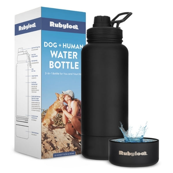 Dog + Human Water Bottle with Detachable Dog Bowl