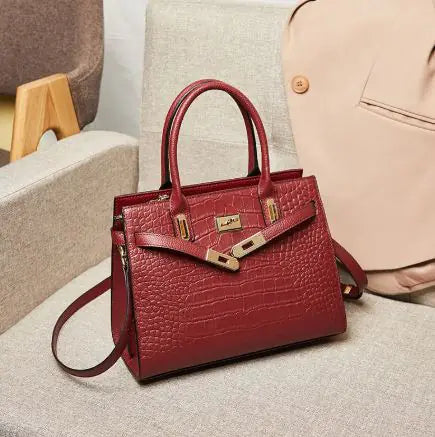 Elegant Large Capacity Genuine Leather Handbag – Retro Style Tote for Women
