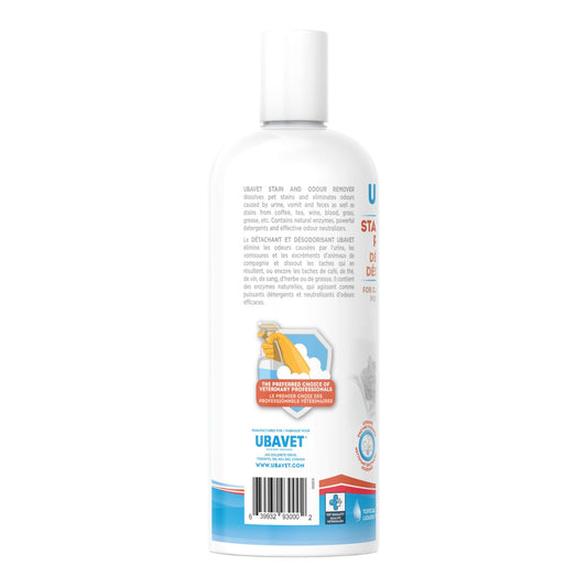 UBAVET Stain and Odor Remover for Dogs & Cats – Powerful Enzyme Cleaner – (16.9 fl oz / 500ml)