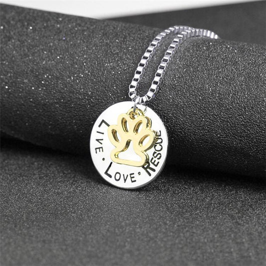 Round Dog Paw Tag Short Necklace