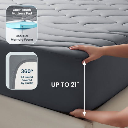 2" Cooling Gel Memory Foam Topper - Waterproof & Extra Thick