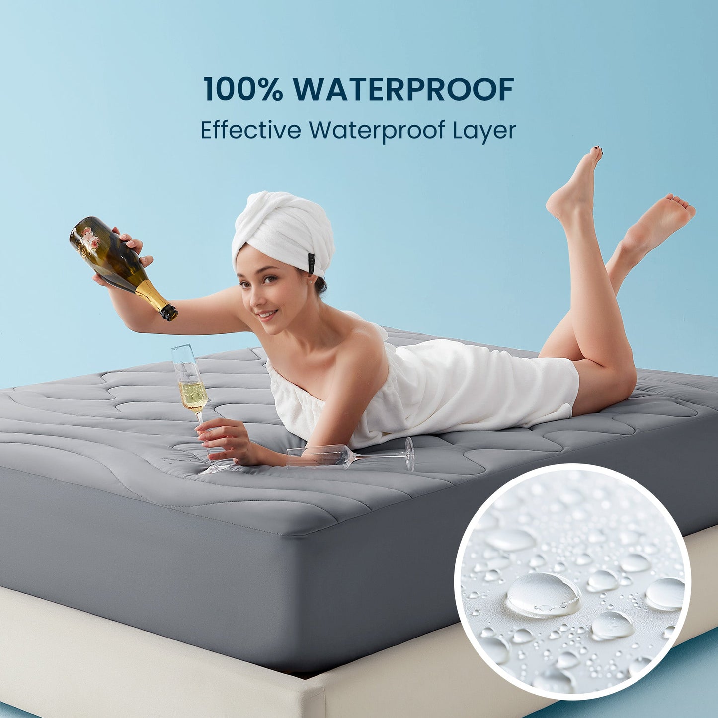2" Cooling Gel Memory Foam Topper - Waterproof & Extra Thick