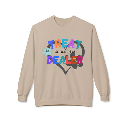 Sweatshirt — "Treat Dealer" Colorful Heart Candy Crewneck