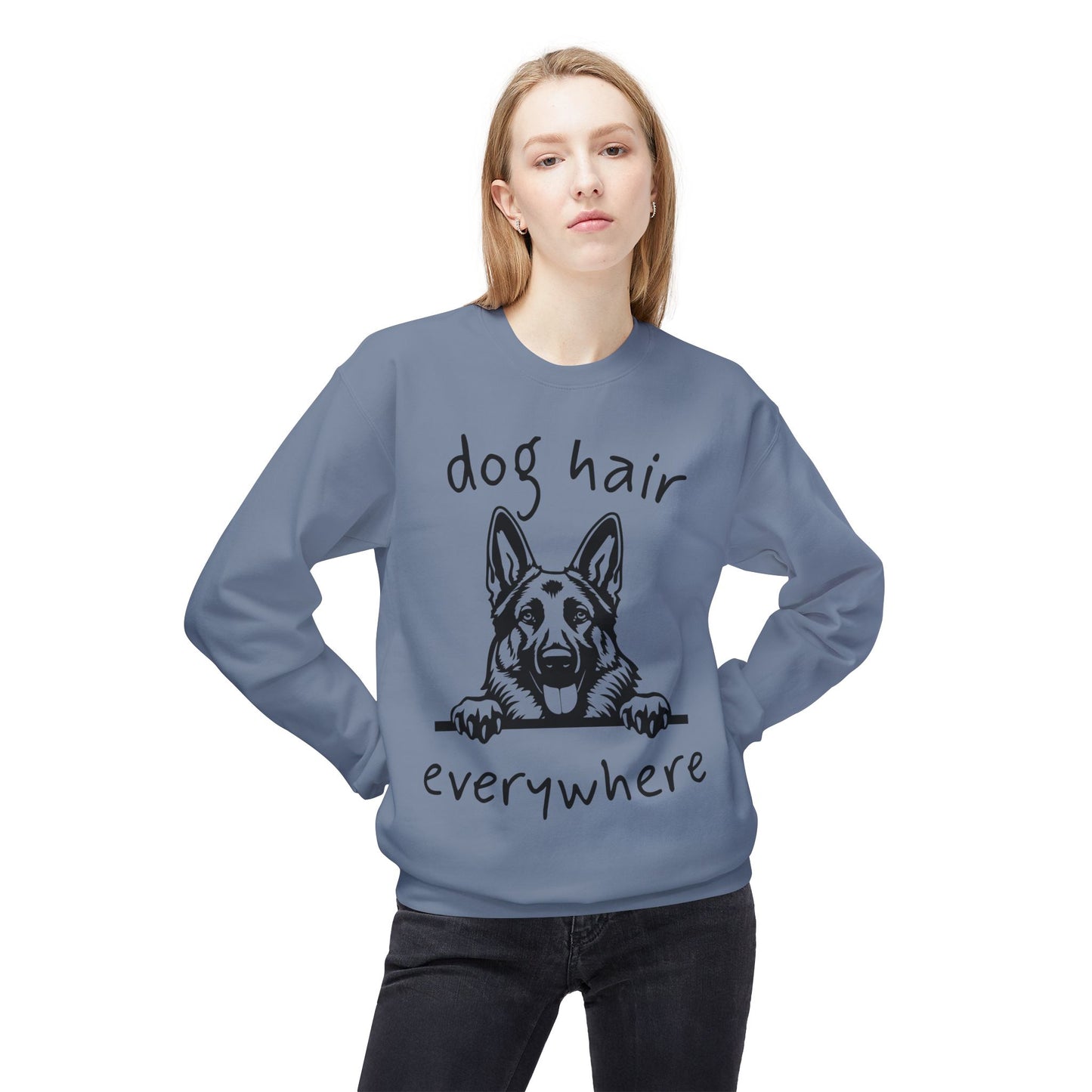 "Dog Hair Everywhere" Unisex Midweight Soft-style Fleece Crewneck Sweatshirt