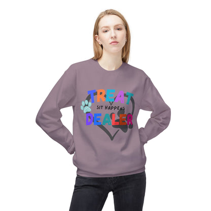 Sweatshirt — "Treat Dealer" Colorful Heart Candy Crewneck