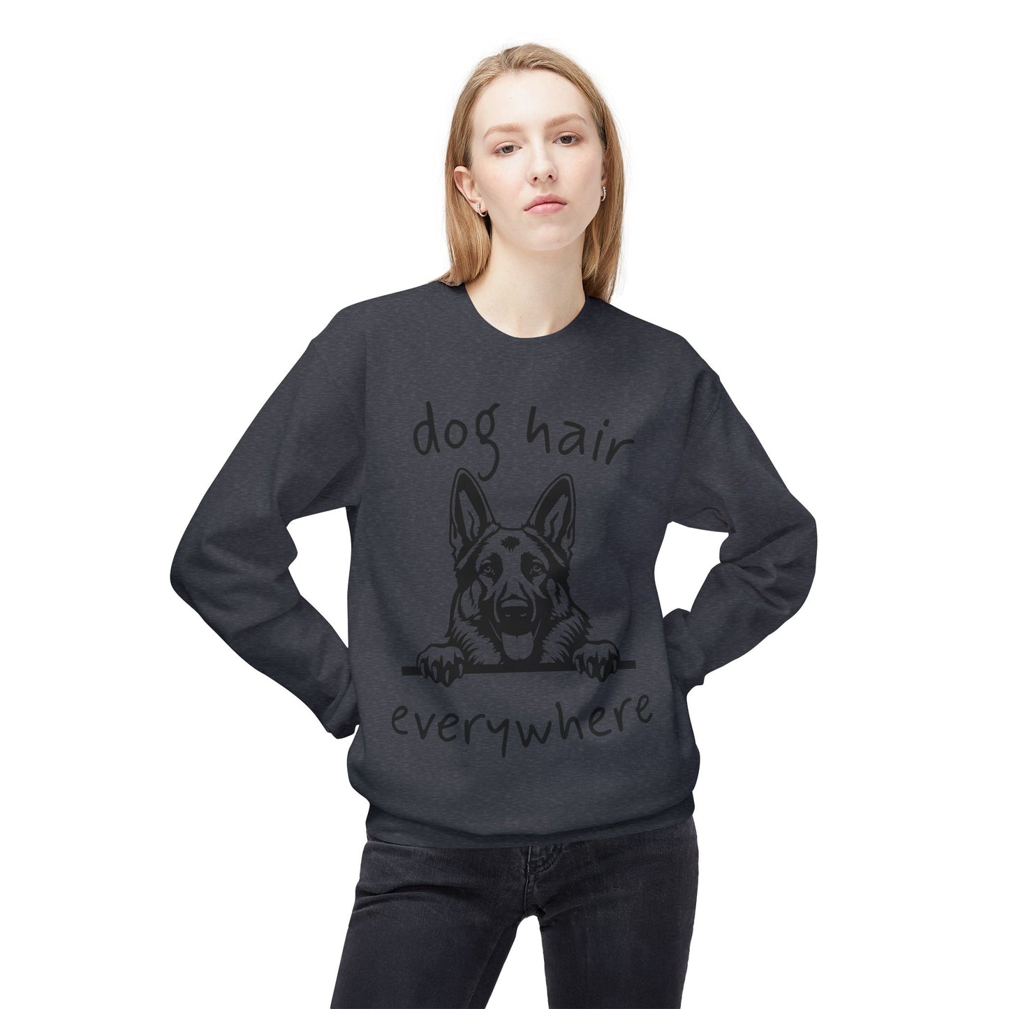 "Dog Hair Everywhere" Unisex Midweight Soft-style Fleece Crewneck Sweatshirt