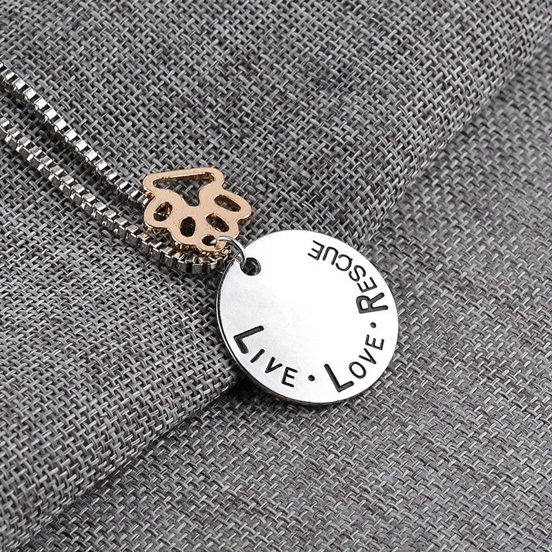 Round Dog Paw Tag Short Necklace