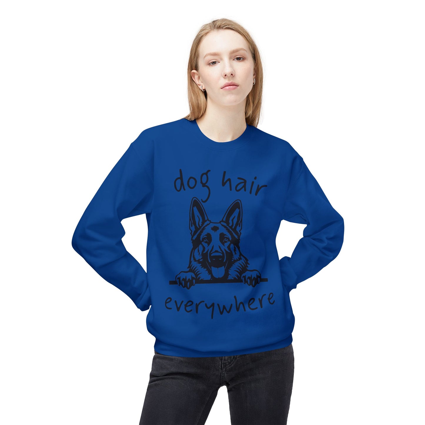 "Dog Hair Everywhere" Unisex Midweight Soft-style Fleece Crewneck Sweatshirt