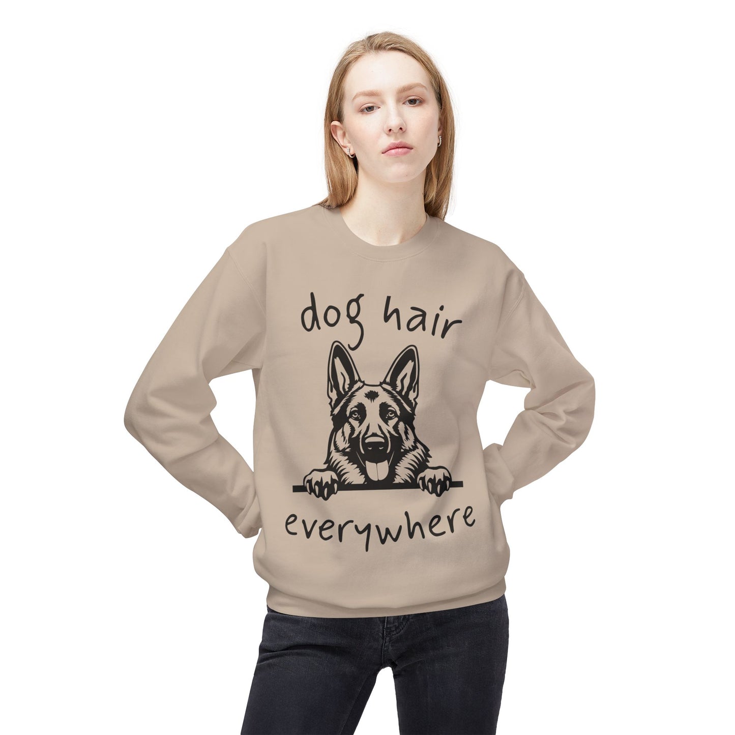 "Dog Hair Everywhere" Unisex Midweight Soft-style Fleece Crewneck Sweatshirt