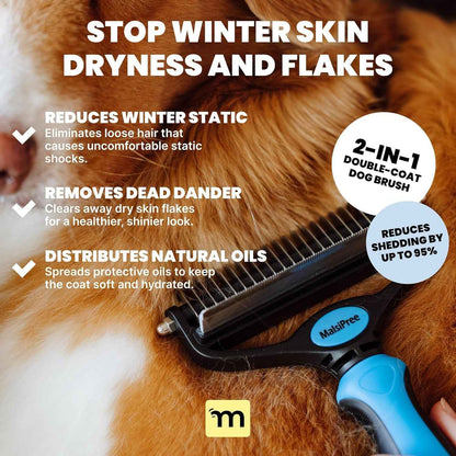 2-in-1 Deshedding Brush & Undercoat Rake for Dogs & Cats