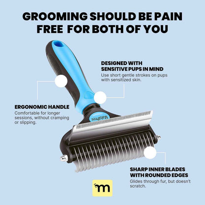 2-in-1 Deshedding Brush & Undercoat Rake for Dogs & Cats