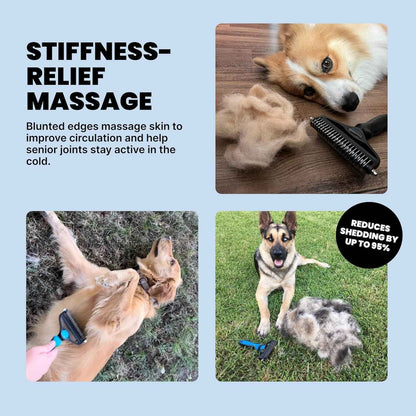 2-in-1 Deshedding Brush & Undercoat Rake for Dogs & Cats