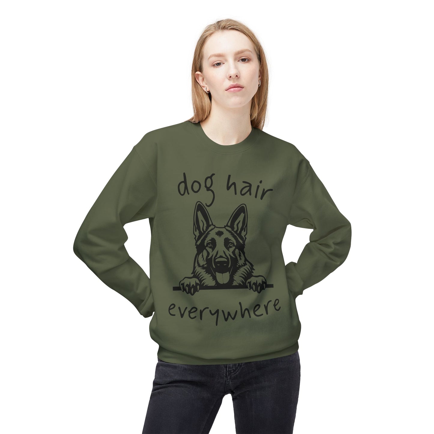 "Dog Hair Everywhere" Unisex Midweight Soft-style Fleece Crewneck Sweatshirt
