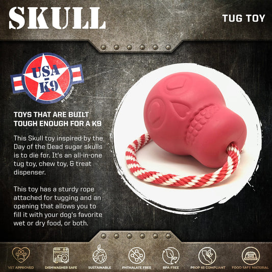 USA-K9 Skull Dog Chew Toy & Treat Dispenser - Made in USA | SodaPup