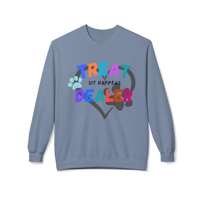 Sweatshirt — "Treat Dealer" Colorful Heart Candy Crewneck