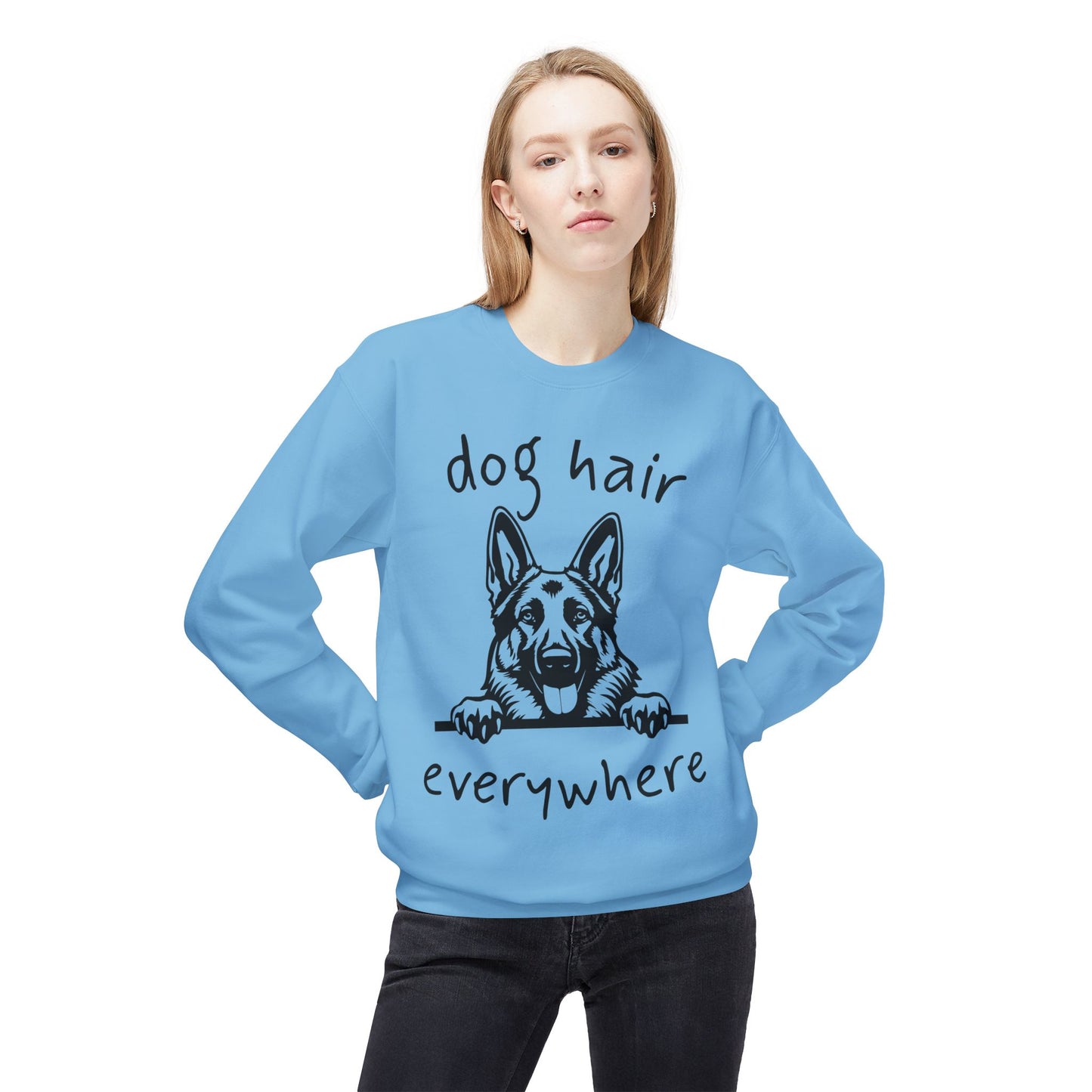 "Dog Hair Everywhere" Unisex Midweight Soft-style Fleece Crewneck Sweatshirt