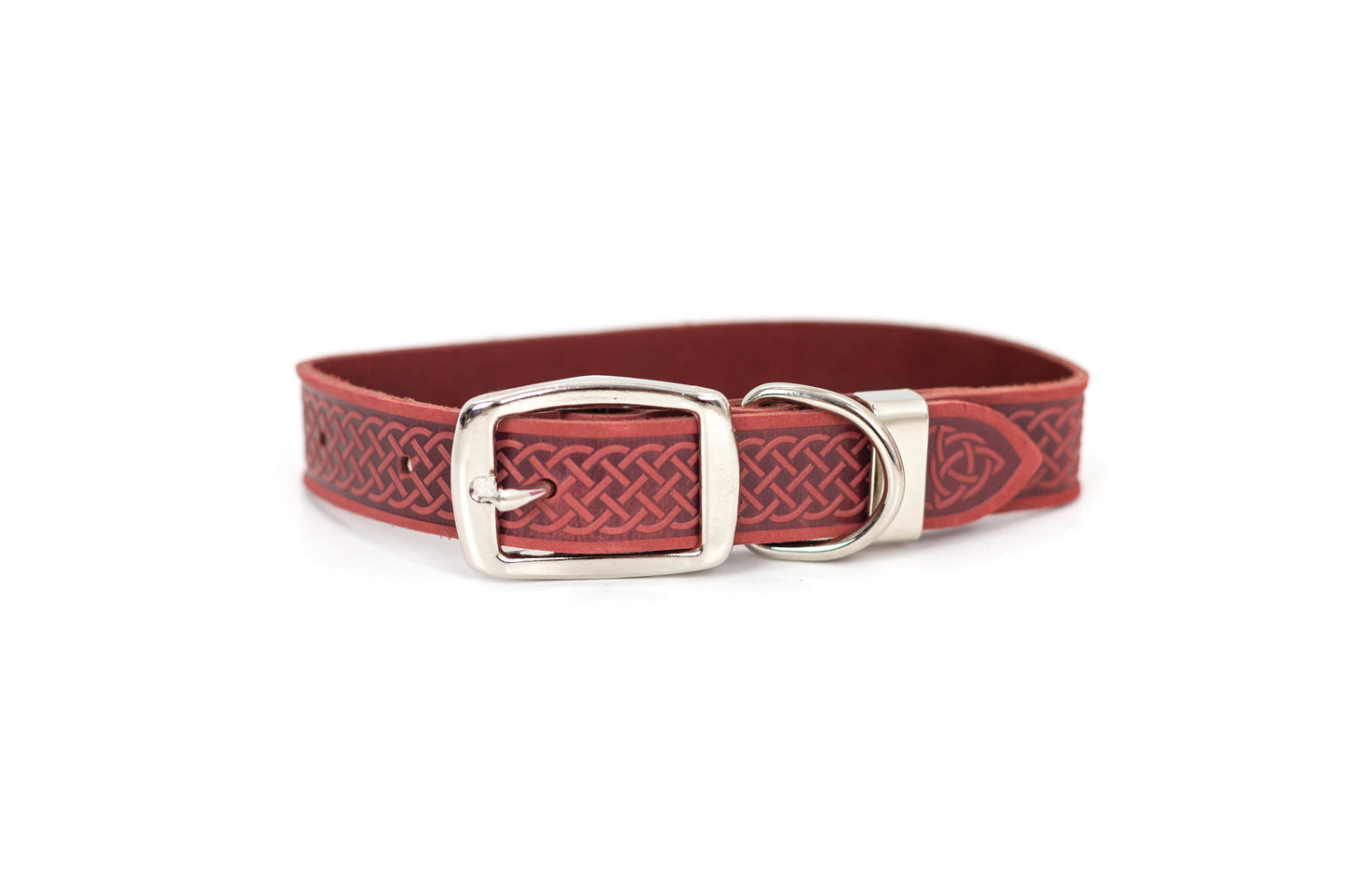 Celtic Double Buckle Style Leather Dog Collar