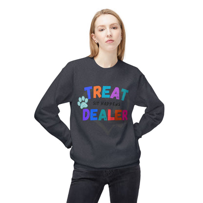 Sweatshirt — "Treat Dealer" Colorful Heart Candy Crewneck
