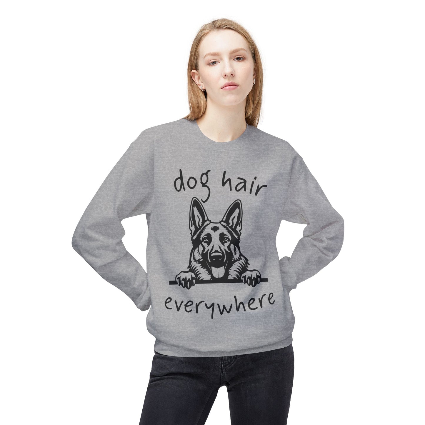 "Dog Hair Everywhere" Unisex Midweight Soft-style Fleece Crewneck Sweatshirt