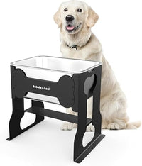 2.4 Gallon Elevated Large Dog Water Bowl,14" Raised Stainless Steel Bowl with Stand for Large Breed, Full Metal Dog Feeding Station for Relief Joint Pressure, Easy Clean for Indoor & Outdoor Uses