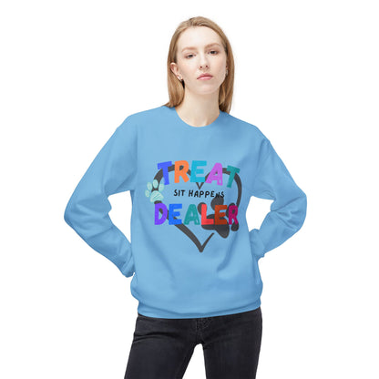 Sweatshirt — "Treat Dealer" Colorful Heart Candy Crewneck