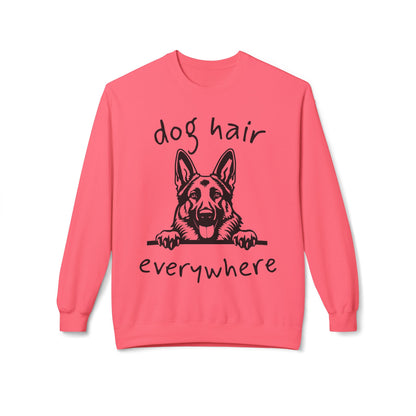 "Dog Hair Everywhere" Unisex Midweight Soft-style Fleece Crewneck Sweatshirt