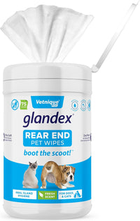 Glandex Dog Wipes for Pets Cleansing & Deodorizing Anal Gland Hygienic Dog & Cat Wipes with Vitamin E, Skin Conditioners and Aloe (75ct)