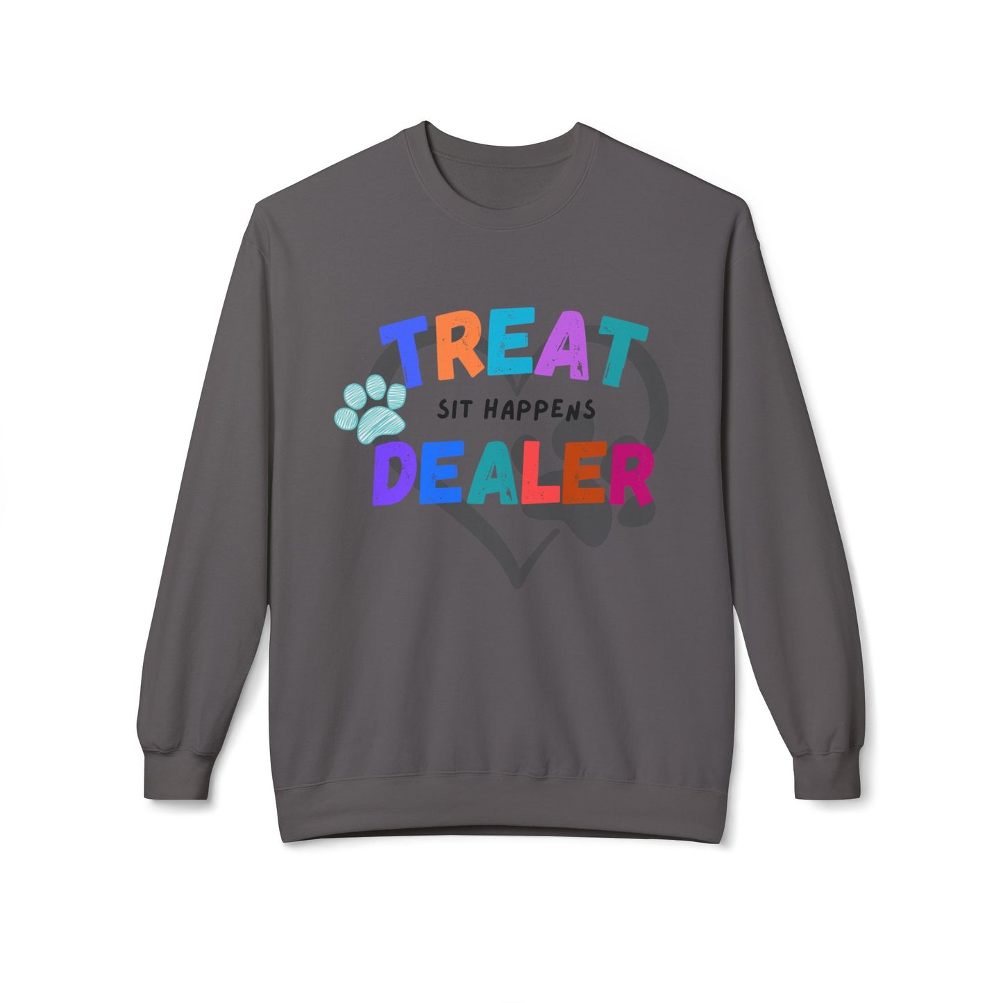Sweatshirt — "Treat Dealer" Colorful Heart Candy Crewneck