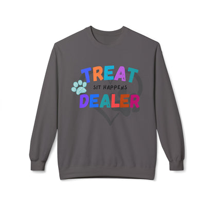 Sweatshirt — "Treat Dealer" Colorful Heart Candy Crewneck