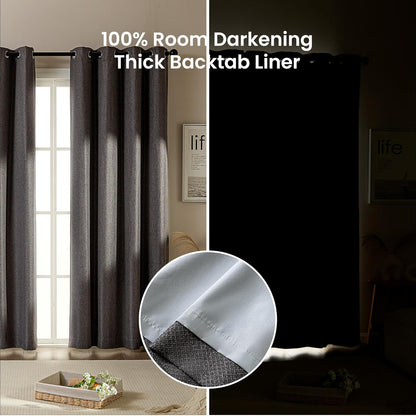 Faux Linen Washable Thermal Blackout Curtains