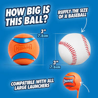 Chuckit! Ultra Ball Dog Toy - Size Large - For Dogs 60-100 lbs - Made from Durable Rubber - Super Bouncy - Floats in Water - 3-inch Diameter - Pack of 1