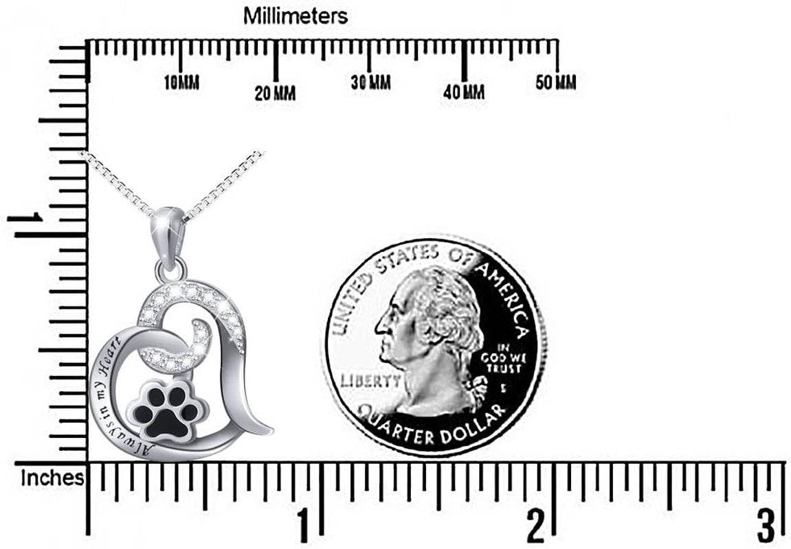 Always in My Heart Paw Print Necklace – Pet Memorial Gift