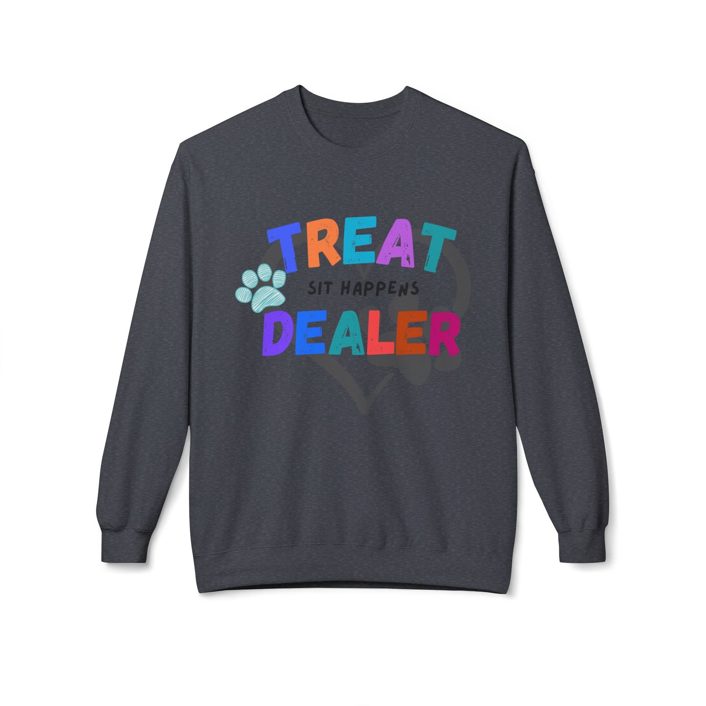 Sweatshirt — "Treat Dealer" Colorful Heart Candy Crewneck