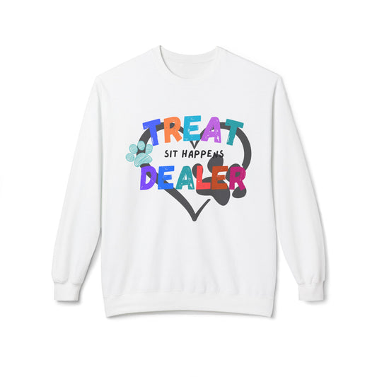 Sweatshirt — "Treat Dealer" Colorful Heart Candy Crewneck