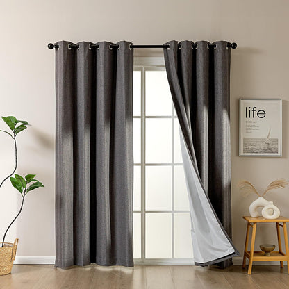 Faux Linen Washable Thermal Blackout Curtains
