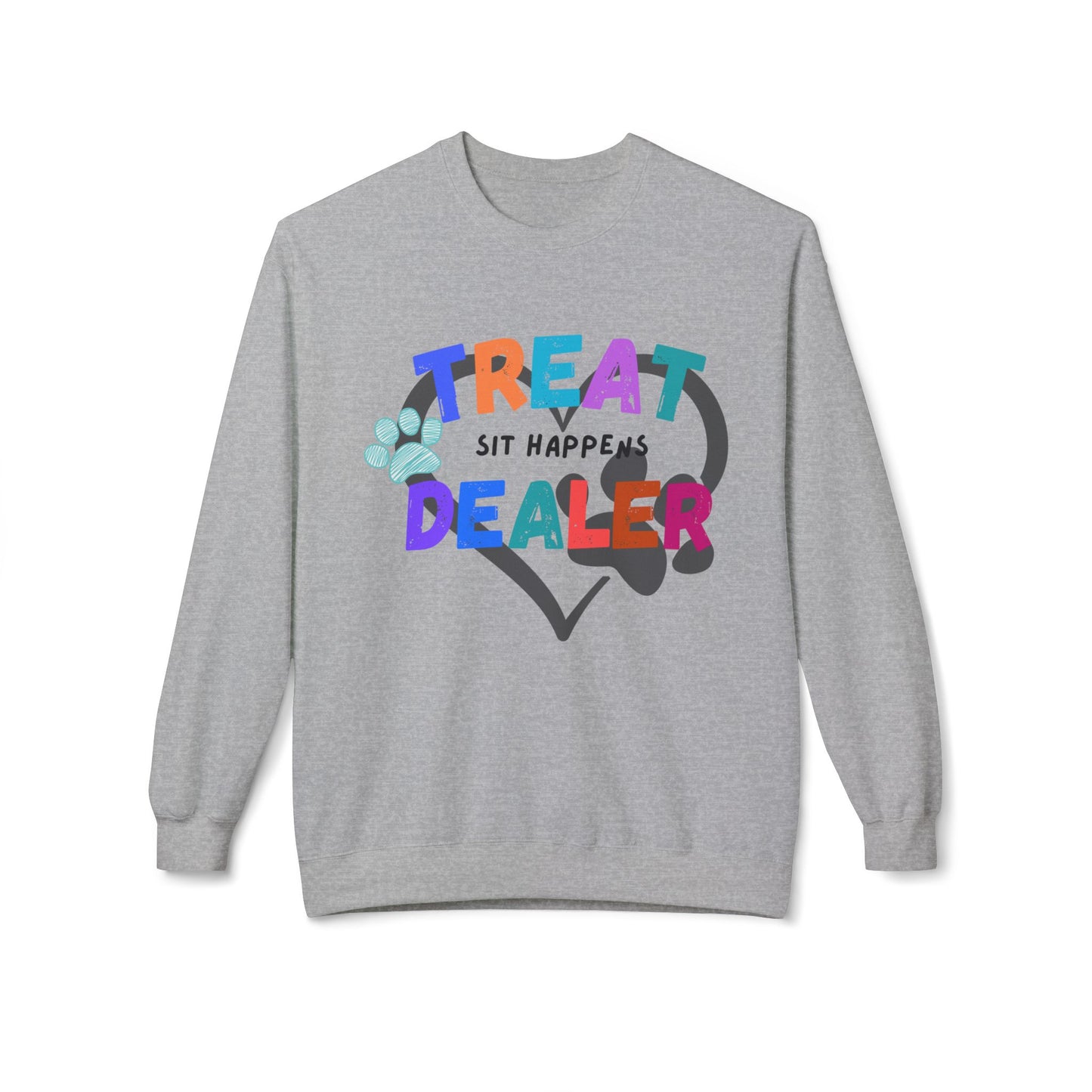 Sweatshirt — "Treat Dealer" Colorful Heart Candy Crewneck