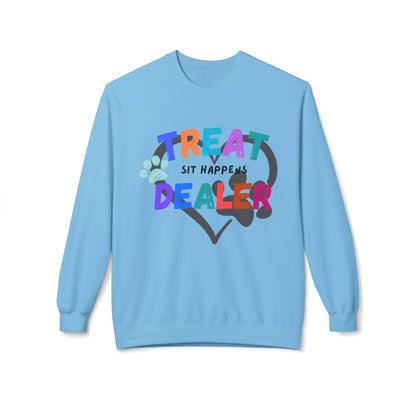 Sweatshirt — "Treat Dealer" Colorful Heart Candy Crewneck