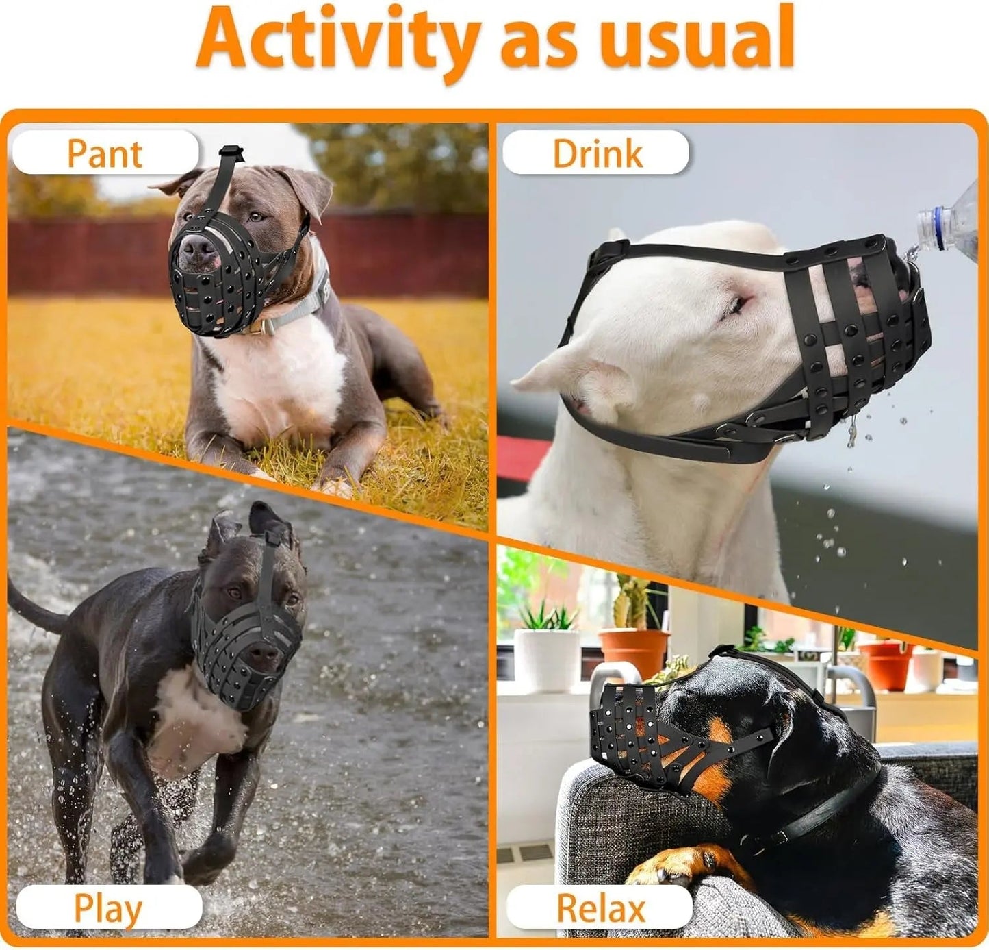 Adjustable Basket Dog Muzzle for Large & Medium Dogs, Lightweight & Breathable