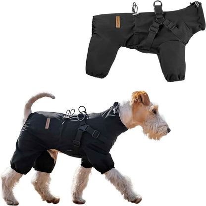 Waterproof 4-Leg Dog Raincoat with Harness, S–5XL
