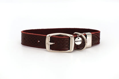 Celtic Double Buckle Style Leather Dog Collar