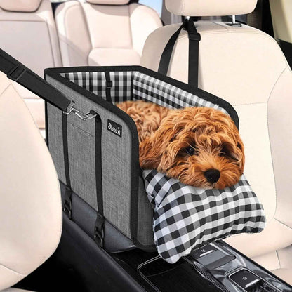 Console Dog Car Seat – Anti-Slip Booster with Safety Strap