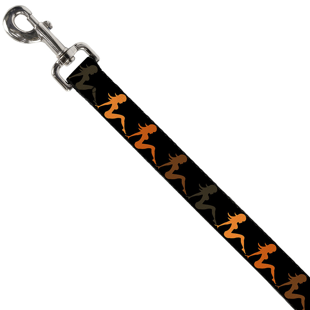 Dog Leash - Mud Flap Girl Repeat Black/Orange Fade