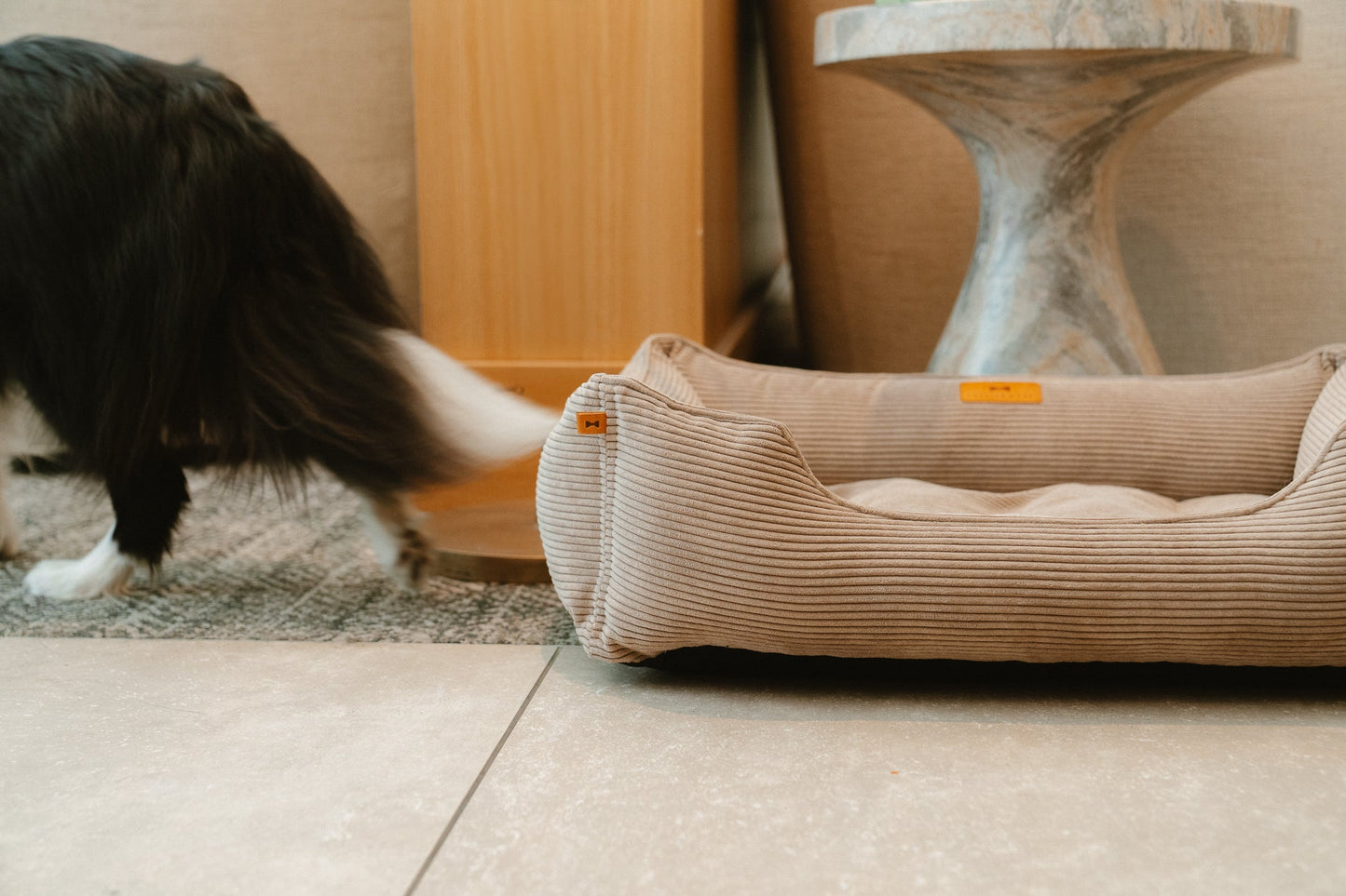 Chester & Lee | Fancy Corduroy Sleeper Dog Bed Taupe